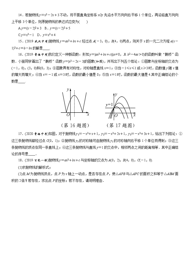 2021年中考数学一轮复习课时分层训练： 二次函数的图象与性质03