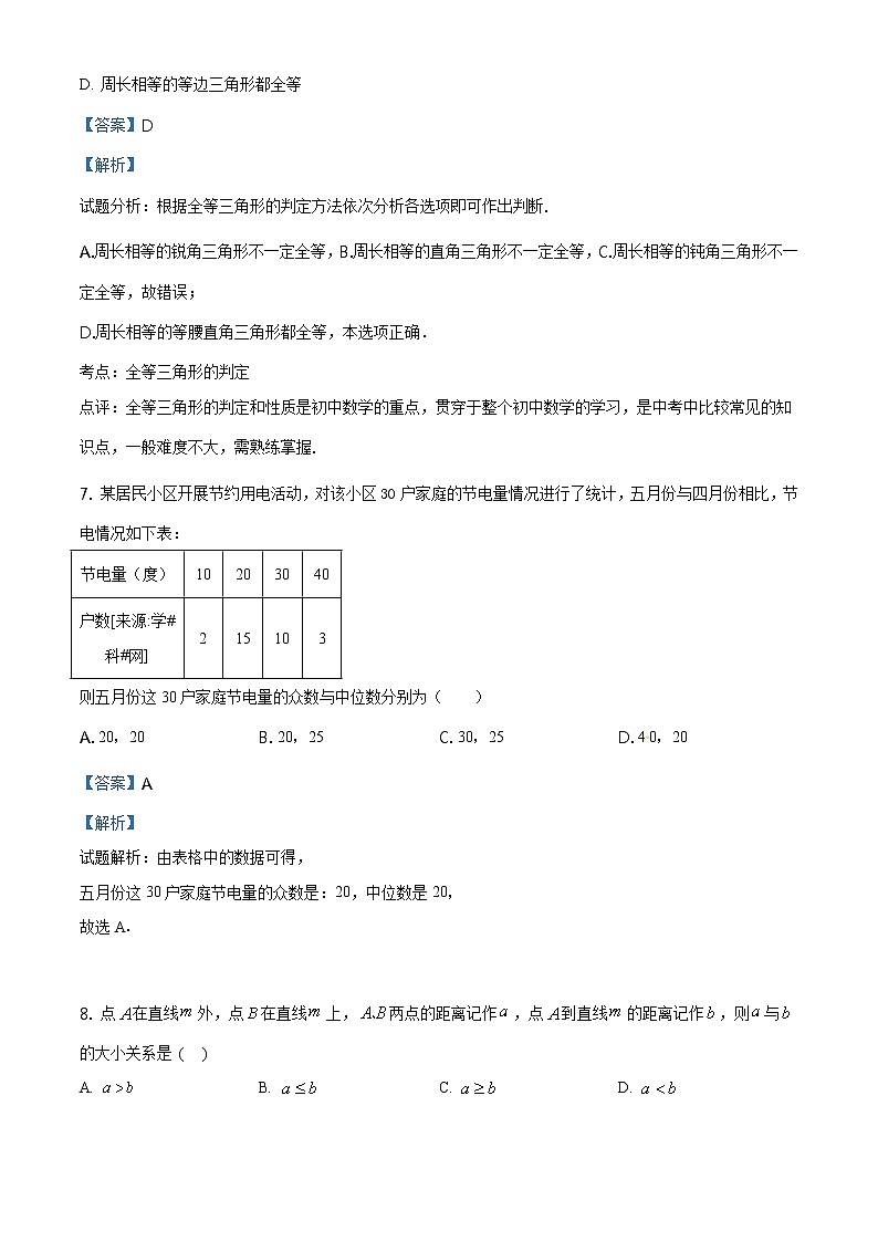 精品解析：七年级下期末数学试卷（解析版）03