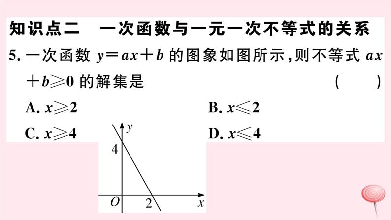 八年级数学下册第17章函数及其图象17-5实践与探索第1课时一次函数与方程组和一元一次不等式的关系课件07