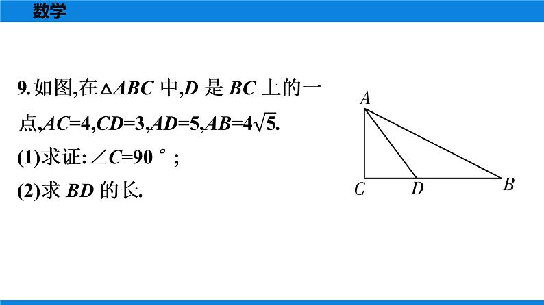 人教版八年级数学下册课时作业 第十七章　勾股定理 练习课件08