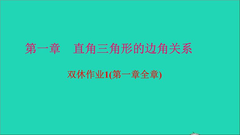 九年级数学下册双休作业1第一章全章作业课件新版北师大版01