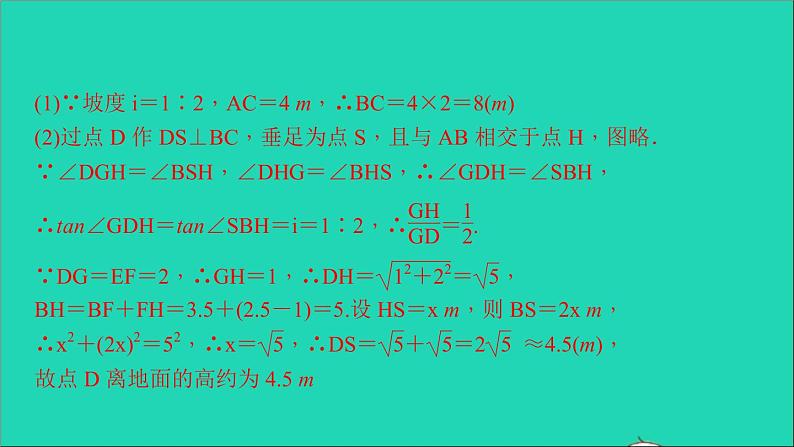 九年级数学下册专题训练一解直角三角形与实际问题作业课件新版北师大版05