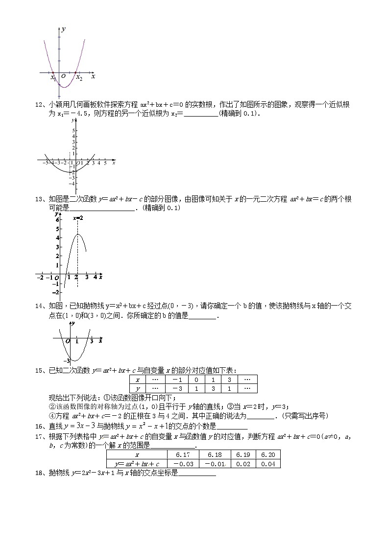 2021苏科版数学九年级下学期数学5.4二次函数与一元二次方程 （2）课时作业 练习02