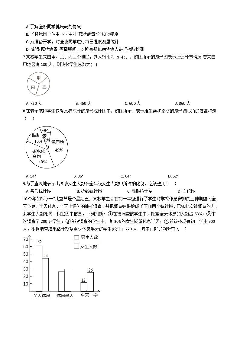 人教版数学七年级下册第十章 数据的收集与整理测试卷（含解析）02