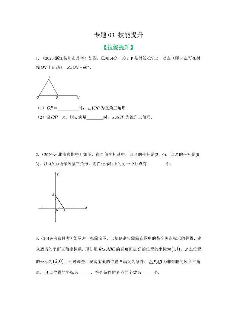 专题03 点击三角形中的分类讨论技能提升2020-2021学年八年级数学寒假辅导讲义（人教版）01