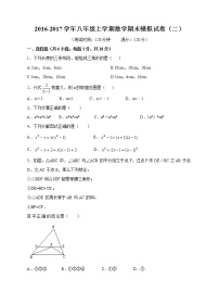 2020-2019学年八年级上学期数学期末模拟试卷（二）