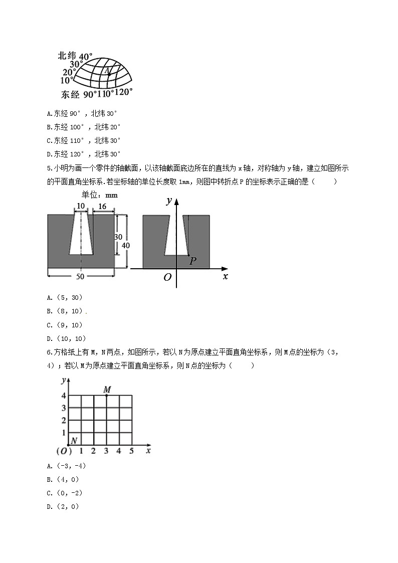 人教版七年级数学下册练习7.2.1用坐标表示地理位置02