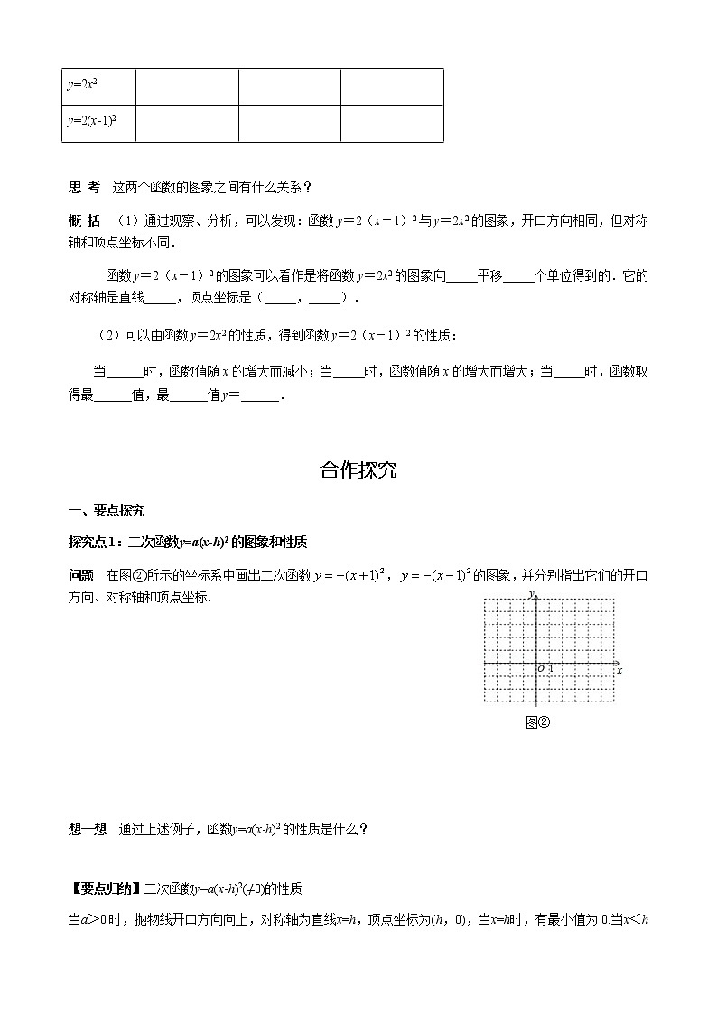 华师大版  数学  九年级(下册) 26.2.2 第2课时 二次函数y=a(x-h)2的图象与性质学案02