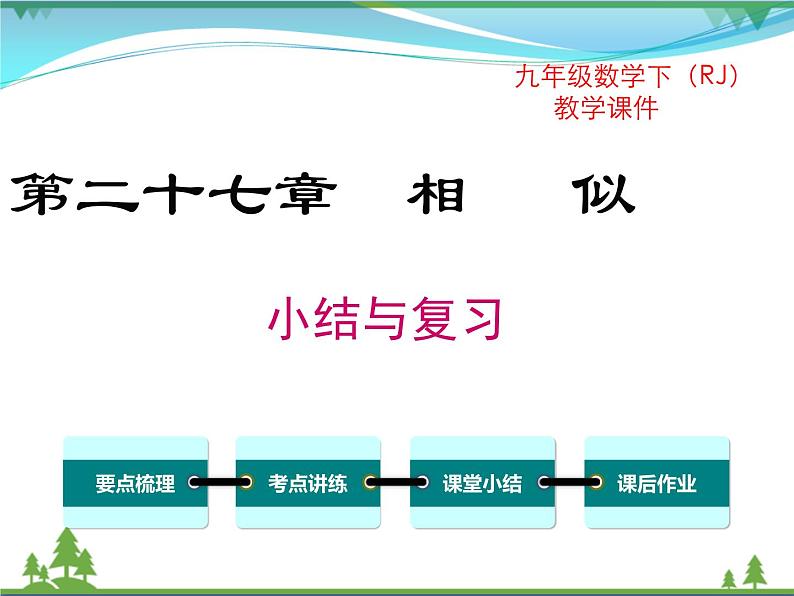 【精品】人教版 九年级下册数学 第二十七章  相似 小结与复习第1页