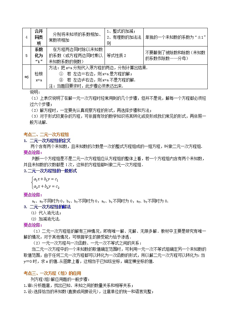 （人教版）数学中考总复习09总复习：一次方程及方程组珍藏版 知识点练习03