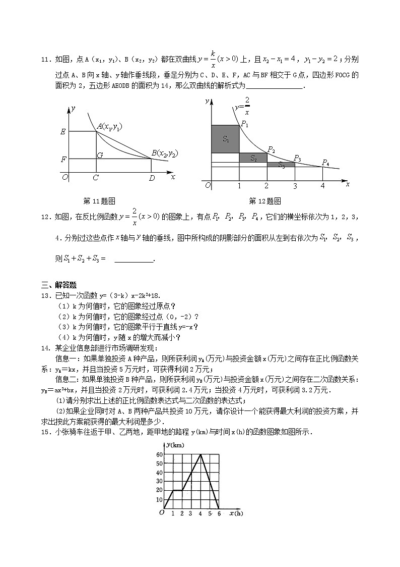 中考总复习：平面直角坐标系与一次函数、反比例函数--巩固练习（基础）第2页