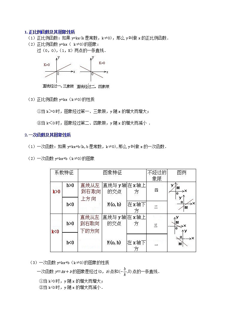 中考总复习：平面直角坐标系与一次函数、反比例函数--知识讲解（基础）第3页