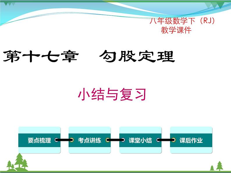 【精品】人教版 八年级下册数学 第十七章  勾股定理  小结与复习 课件PPT01