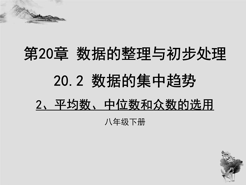 20.2 第2课时平均数、中位数和众数的选用-华东师大版八年级数学下册课件(共24张PPT)01