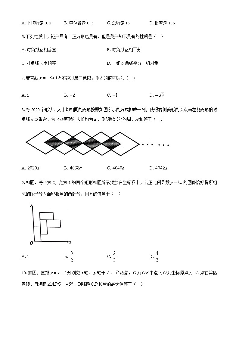 2020年湖北省武汉市洪山区八年级下学期复学质量检测数学试卷02
