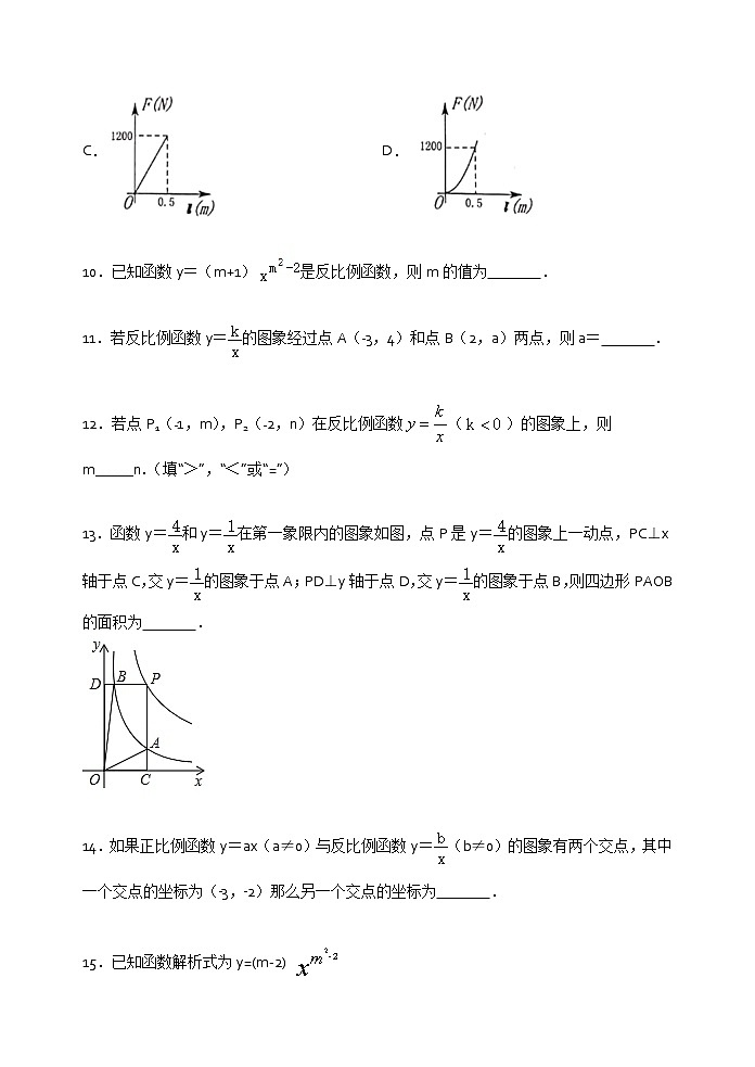 2021年苏科版八年级数学下册单元测试2：第11章 反比例函数03