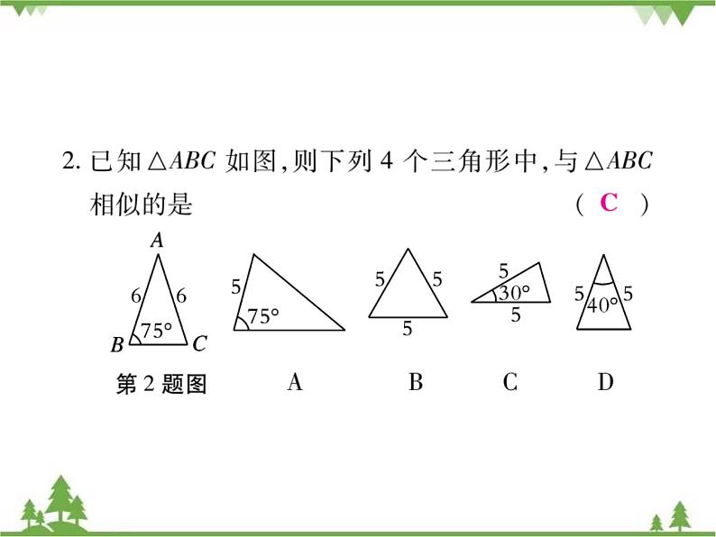 2021年春人教版九年级数学下册第27章《相似》27.2.1 相似三角形的判定 PPT课件04