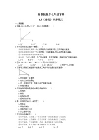 初中数学湘教版七年级下册第4章 相交线与平行线4.5 垂线课时训练