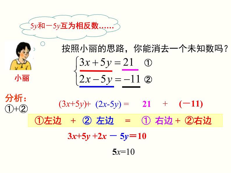 初中  数学  人教版  七年级下册  第八章 二元一次方程组  8.2 消元---解二元一次方程组8.2 第2课时 加减法 课件第7页