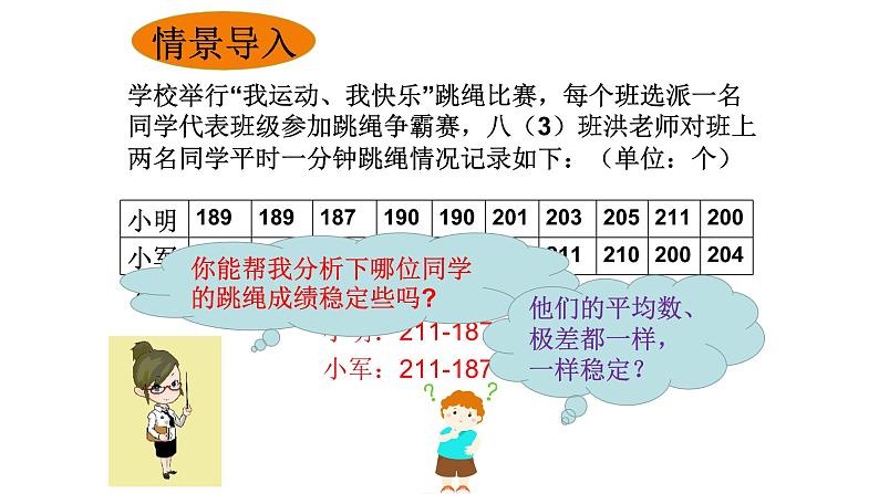 八年级下数学课件：20-2 数据的波动程度  （共17张PPT）_人教新课标05