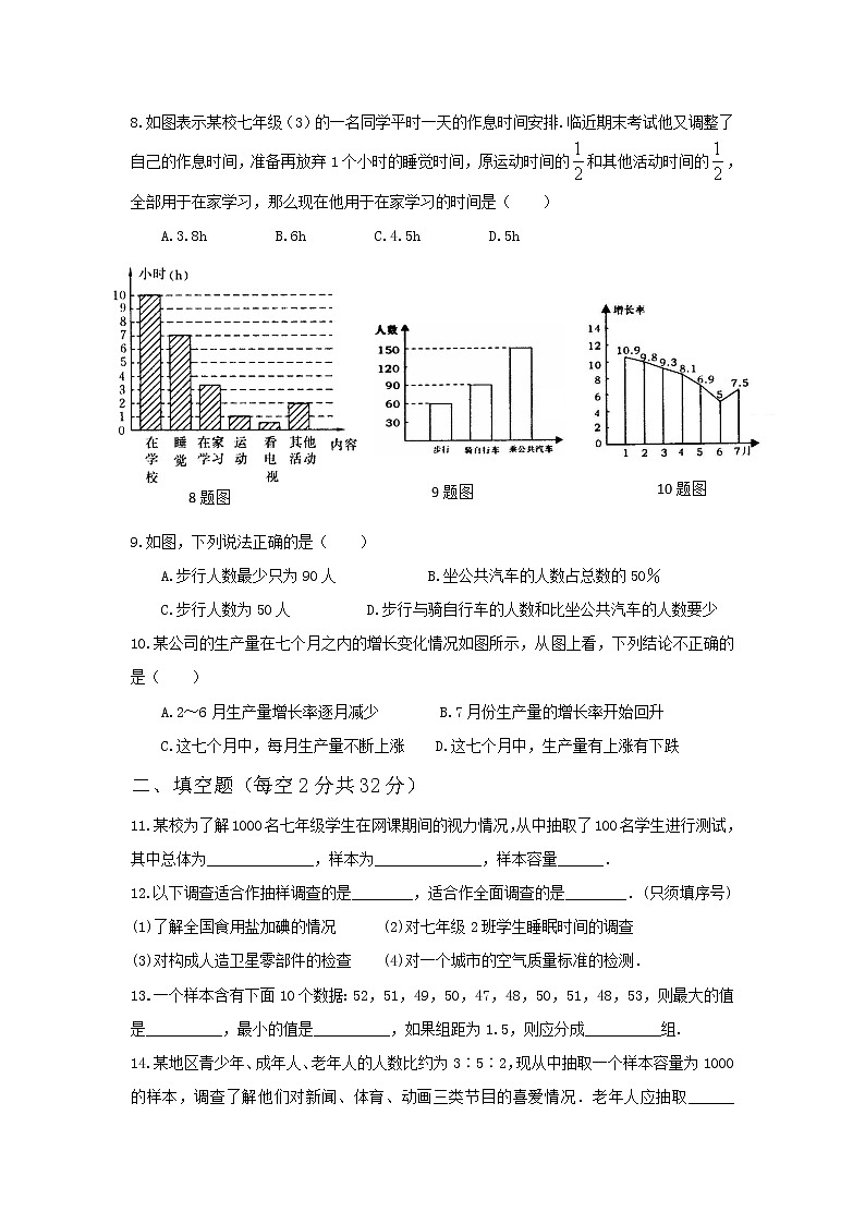 第十章数据的收集、整理与描述-人教版七年级数学下册单元测试702