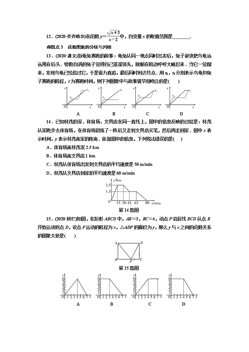 2021年九年级中考数学一轮复习 9 平面直角坐标系与函数（通用版） 试卷02