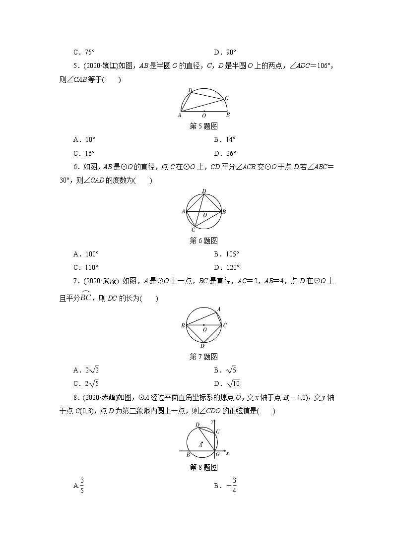 2021年九年级中考数学一轮复习  22　圆及其相关性质 试卷02