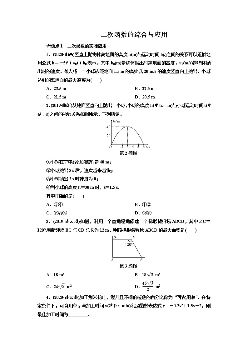 2021年九年级中考数学一轮复习 13 二次函数的综合与应用（通用版） 试卷01