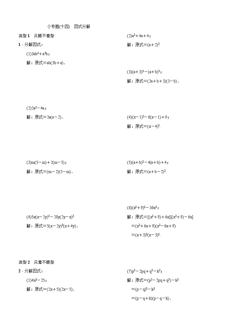 第十四章小专题(十四)　因式分解 试卷01