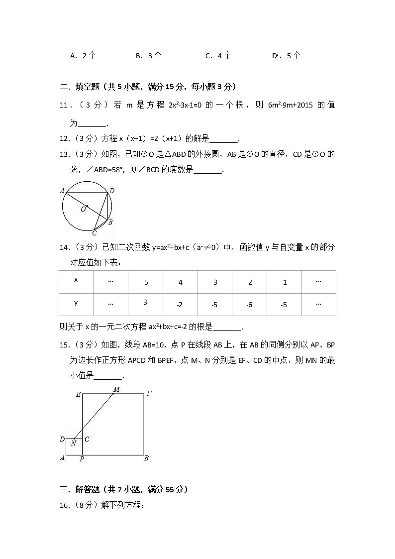 2018-2019学年山西省吕梁市孝义市九年级（上）期中数学模拟试卷03
