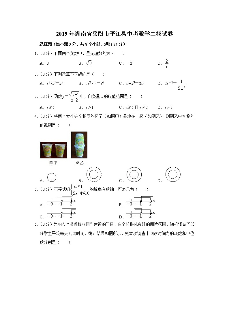 2019年湖南省岳阳市平江县中考数学二模试卷01