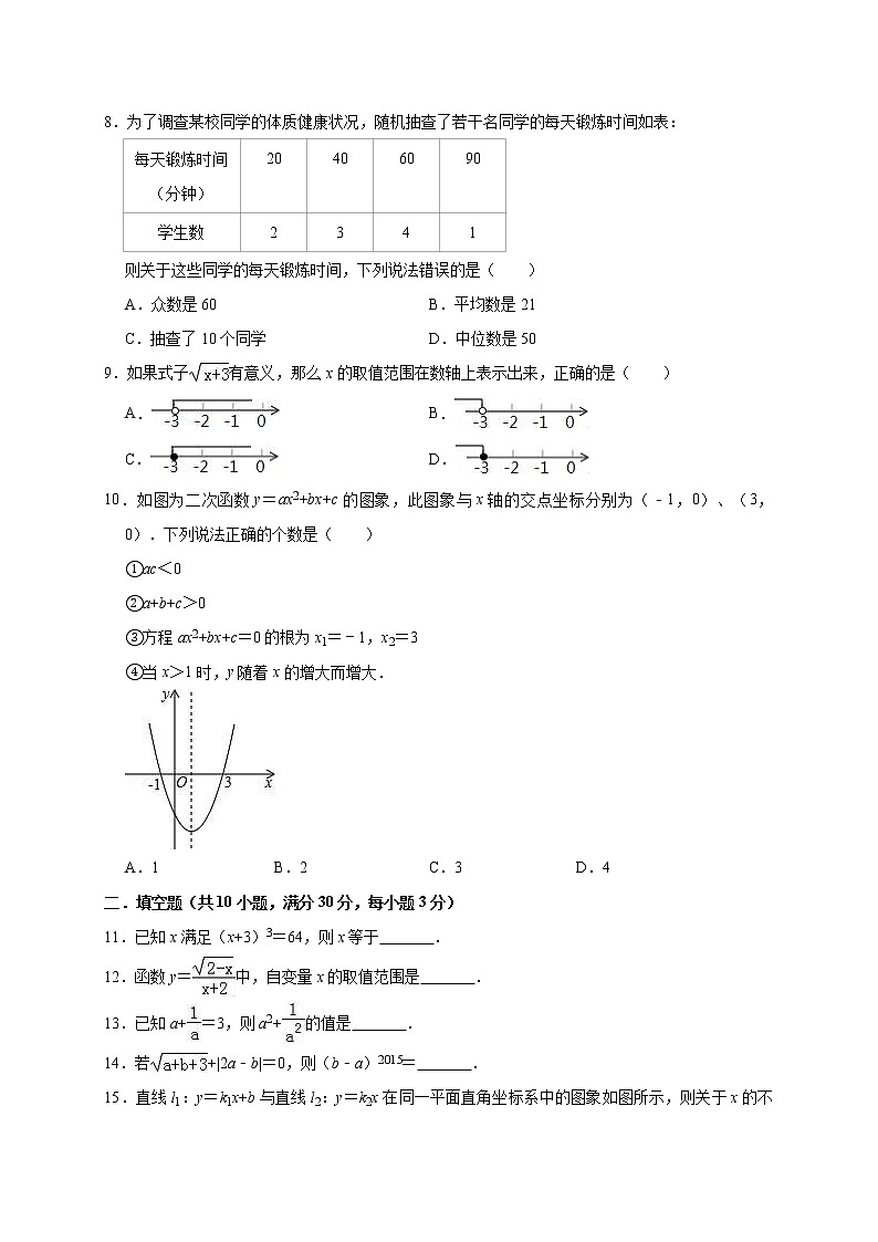2019年四川省巴中市恩阳区中考数学模拟试卷（含答案解析）02