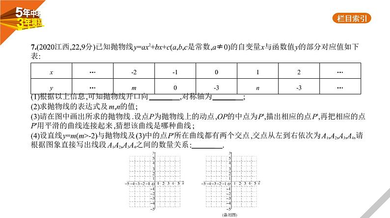 2021版《5年中考3年模拟》全国版中考数学：§3.4　二次函数 试卷课件08