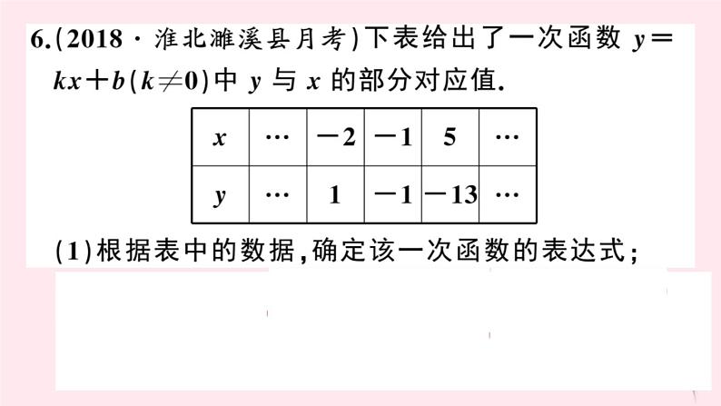 2019秋八年级数学上册第12章一次函数12-2一次函数第4课时用待定系数法求一次函数的表达式习题课件（新版）沪科版07