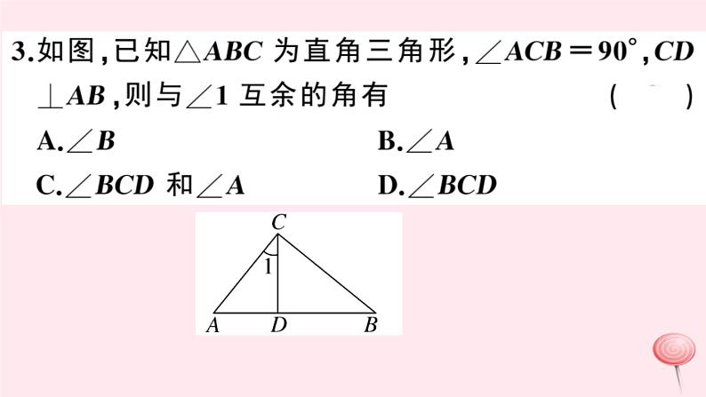 2019秋八年级数学上册第13章三角形中的边角关系、命题与证明13-2命题与证明第3课时三角形内角和定理的证明及推论习题课件（新版）沪科版05