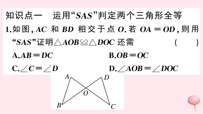 2019秋八年级数学上册第14章全等三角形14-2三角形全等的判定1两边及其夹角分别相等的两个三角形习题课件（新版）沪科版第3页