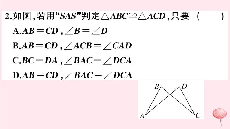 2019秋八年级数学上册第14章全等三角形14-2三角形全等的判定1两边及其夹角分别相等的两个三角形习题课件（新版）沪科版第4页