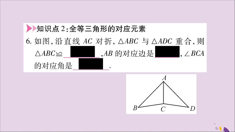 八年级数学上册第14章全等三角形14-1全等三角形习题课件（新版）沪科版08