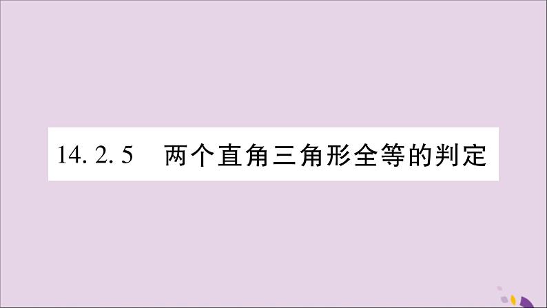 八年级数学上册第14章全等三角形14-2三角形全等的判定14-2-5两个直角三角形全等的判定习题课件（新版）沪科版01