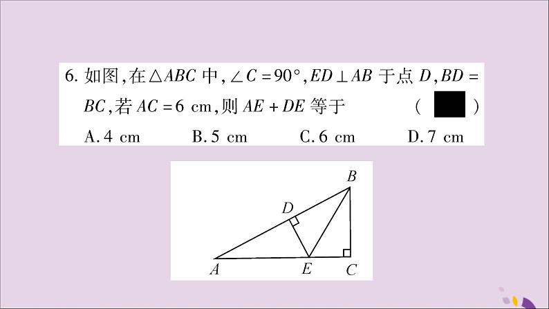 八年级数学上册第14章全等三角形14-2三角形全等的判定14-2-5两个直角三角形全等的判定习题课件（新版）沪科版07