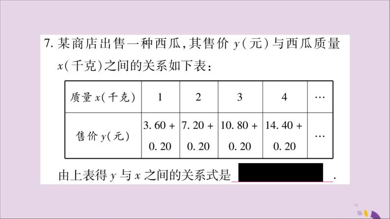 八年级数学上册第12章一次函数12-1函数第2课时函数的表示方法—列表法与解析法习题课件（新版）沪科版08