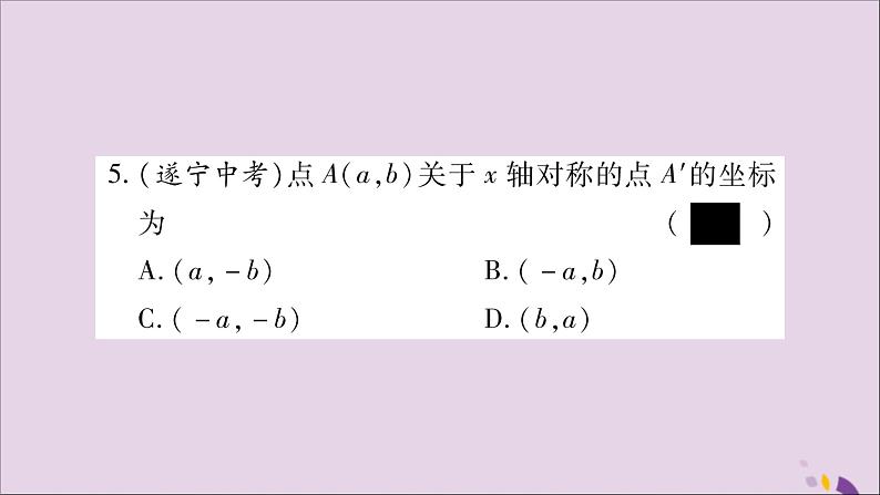 八年级数学上册第15章轴对称图形和等腰三角形15-1轴对称图形第3课时平面直角坐标系中的轴对称习题课件（新版）沪科版06