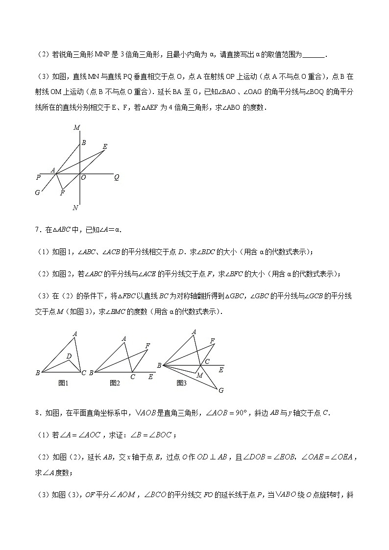 中考数学几何模型加强版 模型16 三角形内外角平分线的交角 试卷03