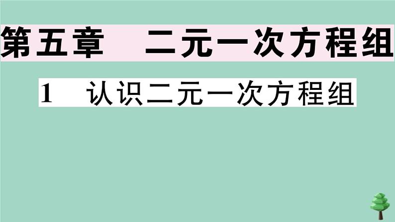 2020秋八年级数学上册第五章《二元一次方程组》5-1认识二元一次方程组作业课件（新版）北师大版01