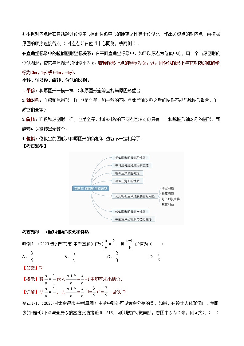 专题33 相似形（知识点串讲）-2021年中考数学一轮复习精讲+热考题型03