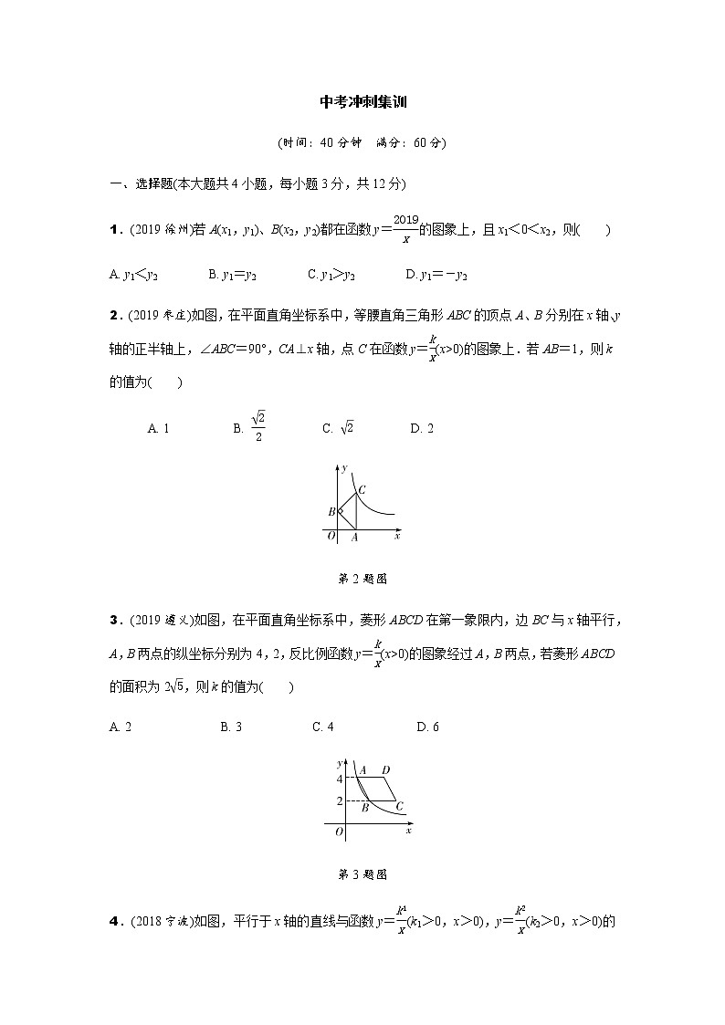 中考冲刺集训-反比例函数测试题(含解析)第1页
