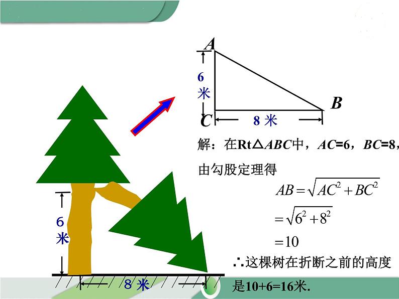 八年级下册数学：第17章 勾股定理17.1 第2课时 勾股定理在实际生活中的应用(2) ppt课件08