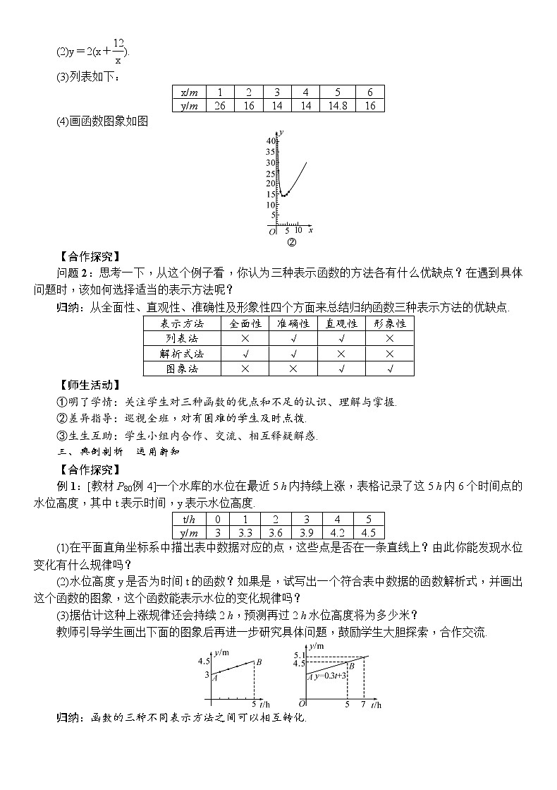 人教版八年级数学下册：第19章一次函数第4课时函数的表示方法导学案02