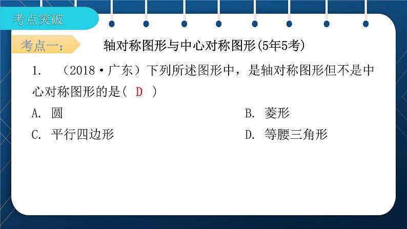 人教版2021中考数学总复习  第27讲  图形的对称、平移、旋转、折叠 精品课件PPT06