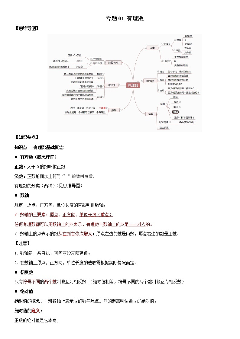 专题01  有理数（知识点串讲）解析卷 中考数学复习第1页